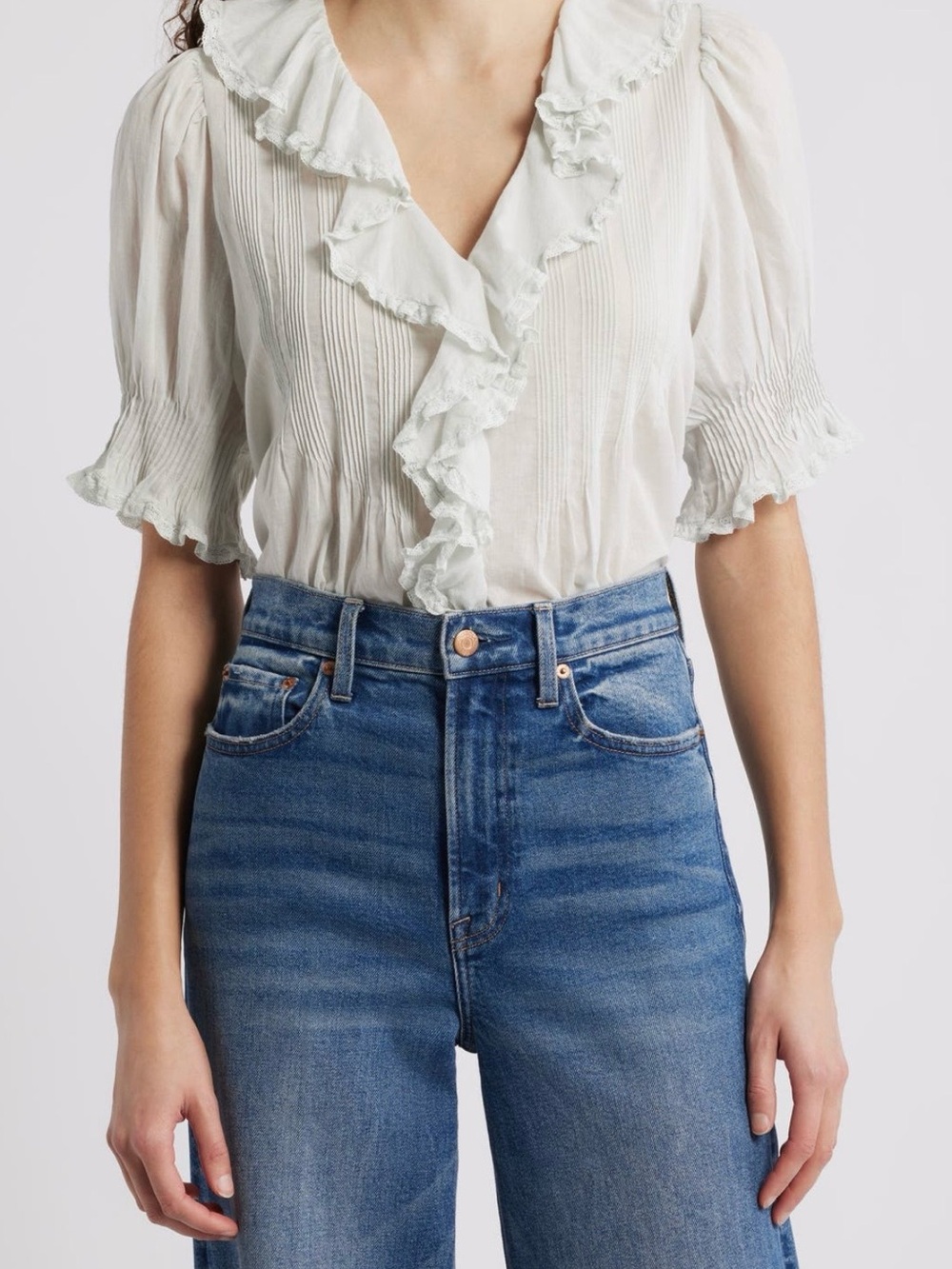 DÔEN Henri Organic Cotton Voile Top - Salt Size - S